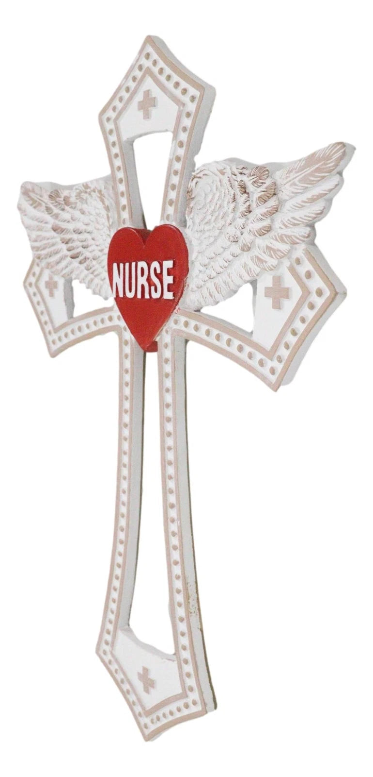 Western Physician Healer Red Heart With Angel Wings Nurse Wall Cross Decor-8