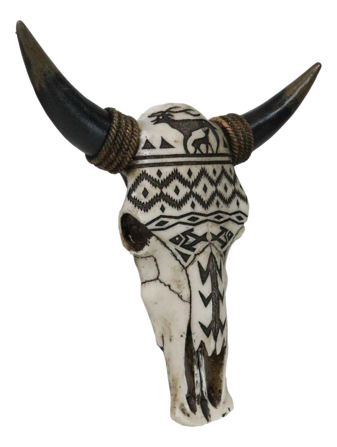 Tribal Tattoo Wildlife Deer and Fishes Abstract Cow Skull Wall Decor Plaque-8