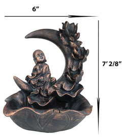 Buddha Monk On Lotus Crescent Moon Smoke Waterfall Backflow Cone Incense Burner-8