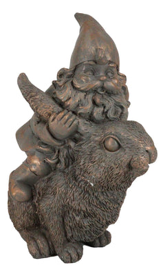 Whimsical Adventure Mr Gnome Dwarf Riding Rabbit Hare Figurine Fairy Garden-6