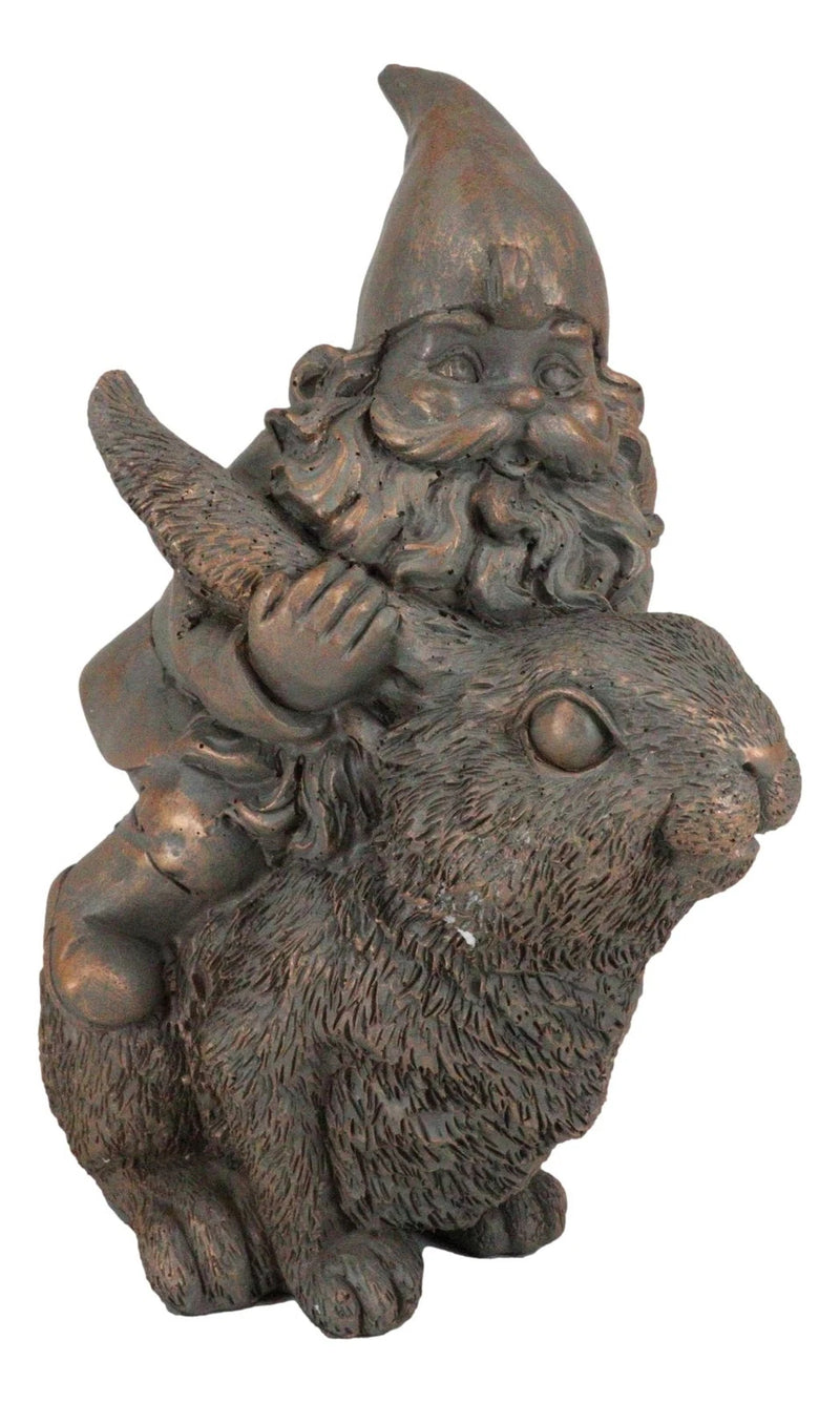 Whimsical Adventure Mr Gnome Dwarf Riding Rabbit Hare Figurine Fairy Garden-6