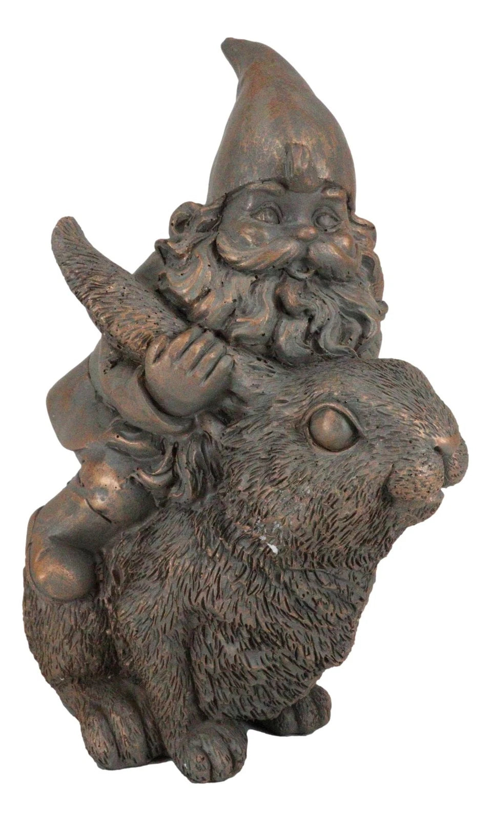 Whimsical Adventure Mr Gnome Dwarf Riding Rabbit Hare Figurine Fairy Garden-6