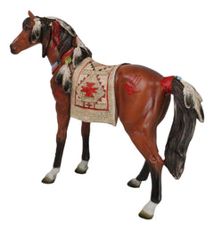 Estatua artesanal de caballo espiritual con sillín tapizado pintado, 24 cm de largo-9