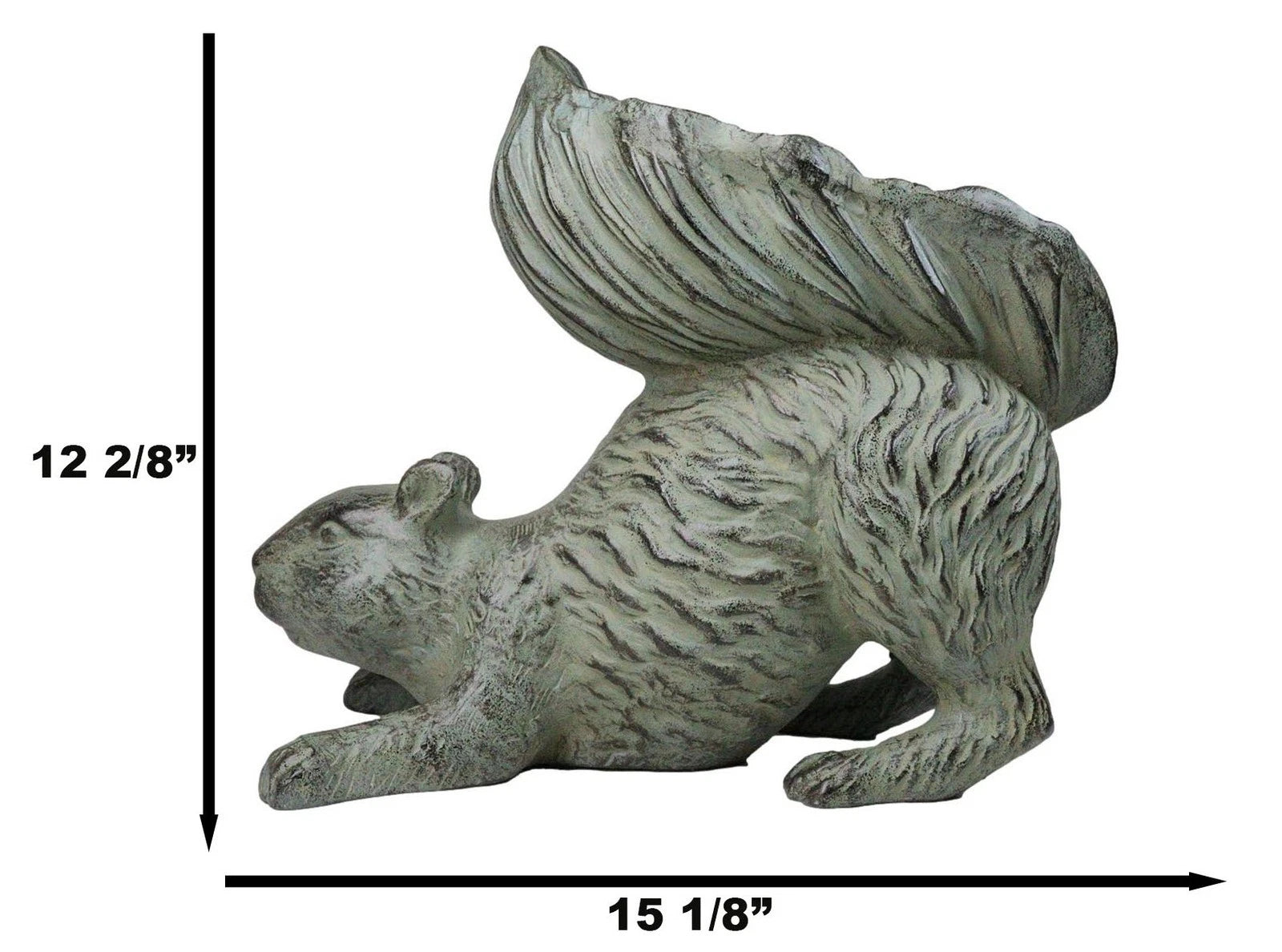 Aluminum Whimsical Crouching Bushy Tailed Squirrel Bird Feeder Garden Statue-8