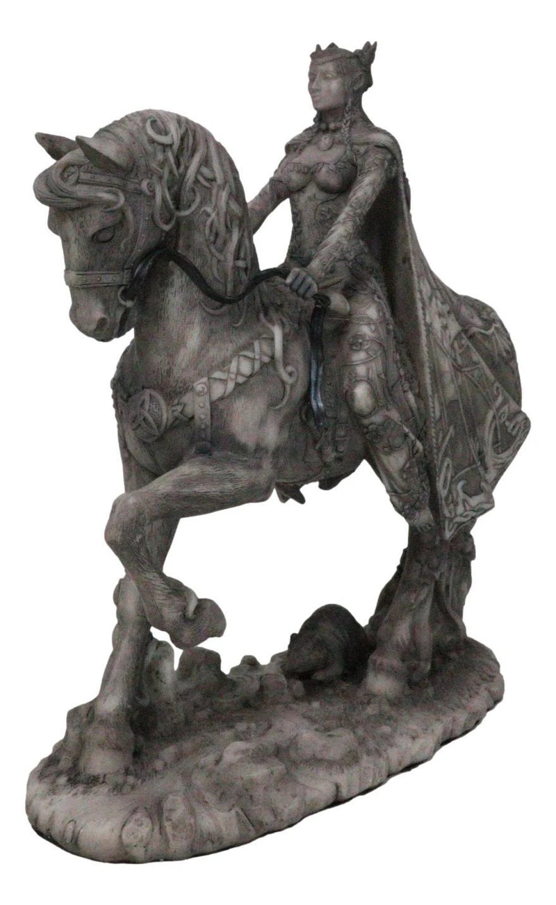 Celtic Moon Goddess Rhiannon Riding Horse in Arberth Clay Finish Figurine-7