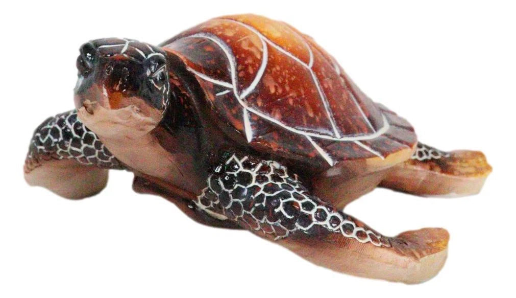 Nautical Ocean Brown Hues Giant Sea Turtle Swimming Decorative Figurine Tortoise-9