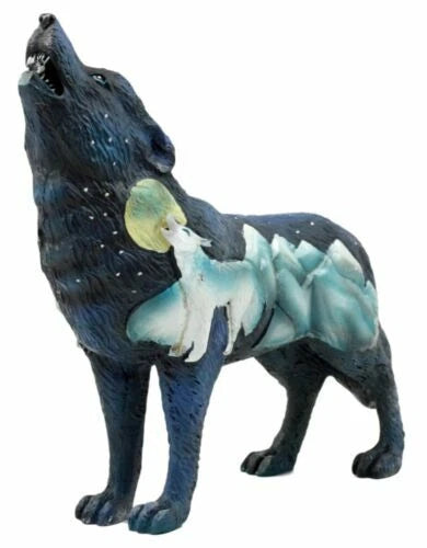 Starry Nights Native Tribal Howling Wolf Totem Spirit Figurine Collection 6.25"L-8