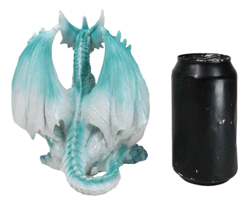 Fantasy Land Of Dragons Crouching Pale White Arctic Snow Winter Dragon Figurine-7