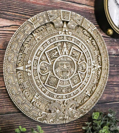 Aztec Maya Solar Sun Xiuhpohualli & Tonalpohualli Wall Calendar Plaque Figurine-2