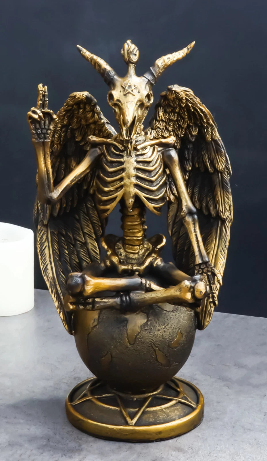 Eliphaz Levi Winged Sabbatic Goat Baphomet Skeleton Bone Creature Figurine-10