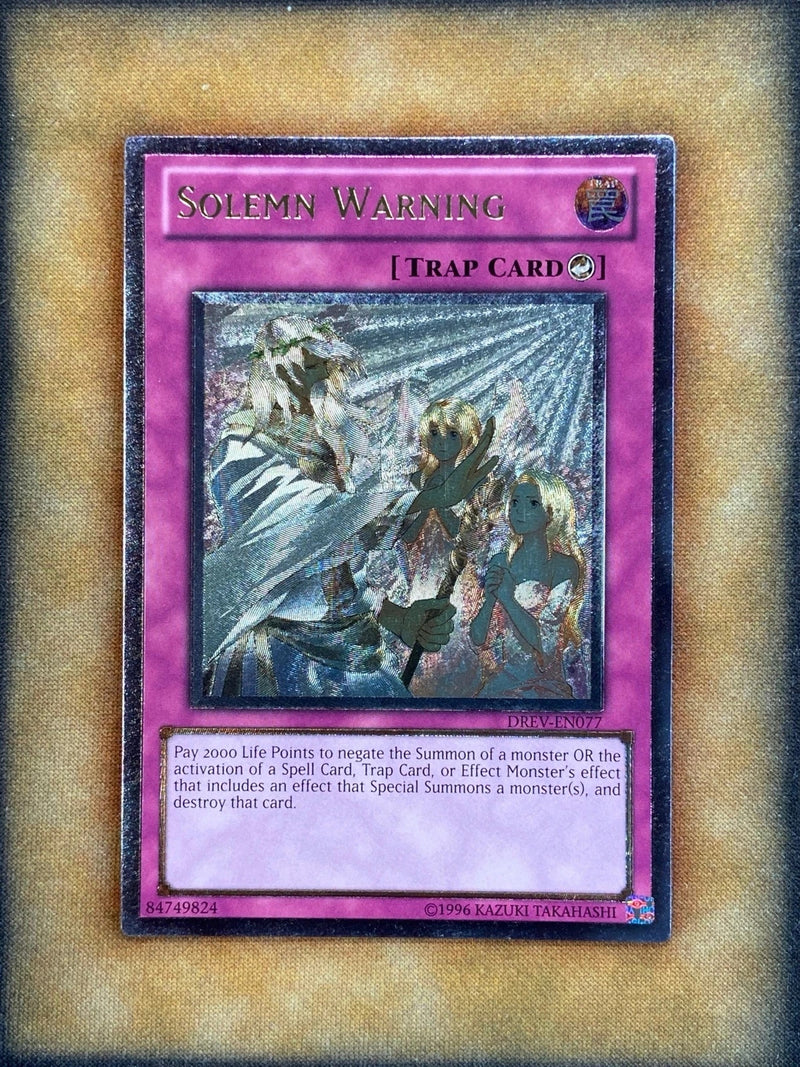 Yugioh Solemn Warning DREV-EN077 Ultimate Rare NM-1