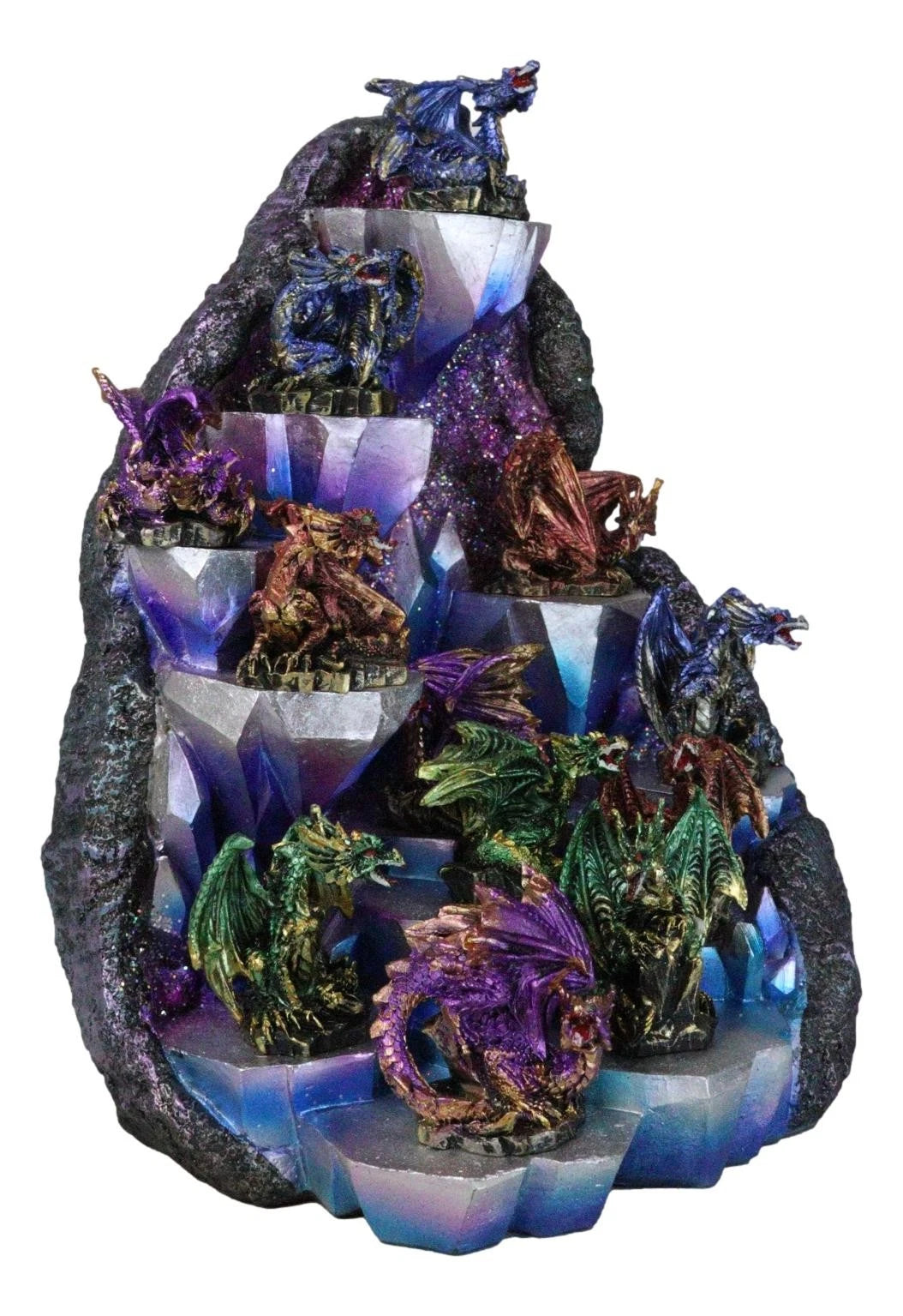 Fantasy 12 Mini Dragons With LED Lighted Glacier Mountain Display Set-7