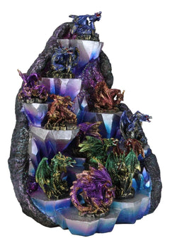 Fantasy 12 Mini Dragons With LED Lighted Glacier Mountain Display Set-7