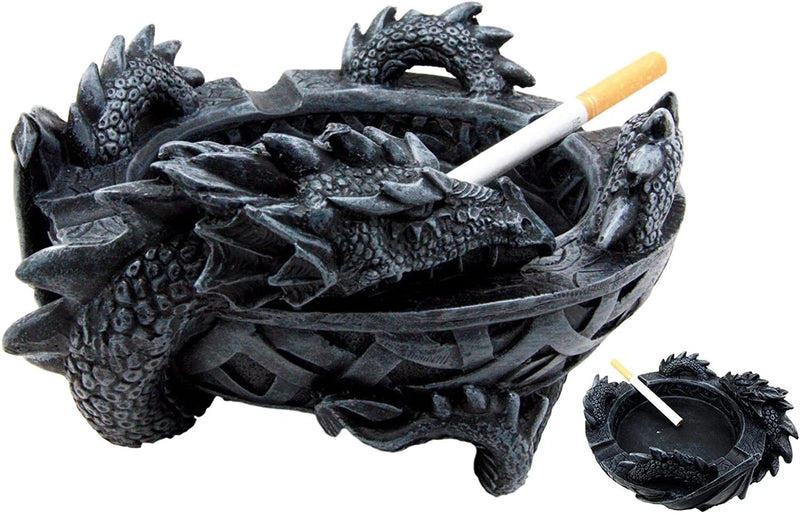Medieval Fantasy Celtic Gerwolf Sleeping Dragon Round Cigarette Ashtray 5.75" L-8
