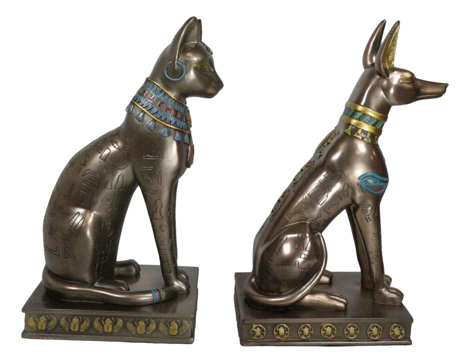 Egyptian Statue Set, Bastet & Anubis Sitting Figurines 2-Piece for Home Decor, Desk, Shelf, Mantle, Office, Ancient Egyptian Gods Sculpture, Collectible Gift-7