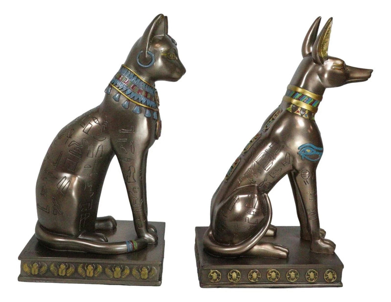 Egyptian Statue Set, Bastet & Anubis Sitting Figurines 2-Piece for Home Decor, Desk, Shelf, Mantle, Office, Ancient Egyptian Gods Sculpture, Collectible Gift-7