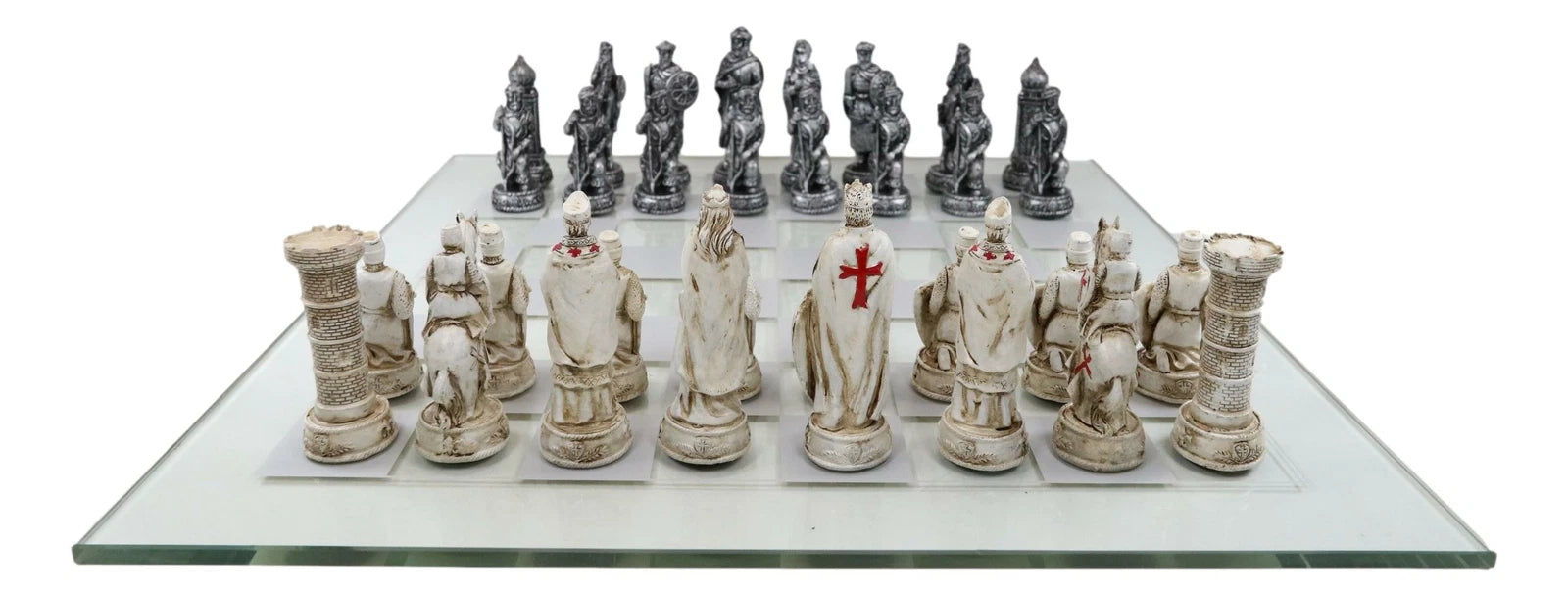 Crusader Christian Kingdom VS Ottoman Empire Chess Pieces Glass Board Set-6