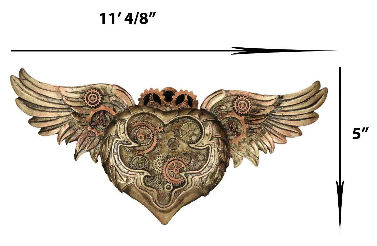 Steampunk Romantic Angel Winged Heart Clockwork And Gearwork Wall Plaque Decor-8