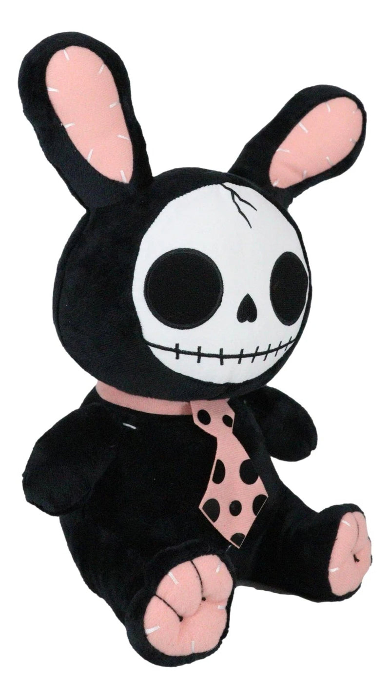 Furry Bones Skeleton Black Tuxedo Bunny With Pink Polka-dot Tie Plush Toy Doll-10