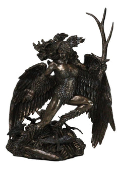 Irish Celtic War Goddess Winged Morrigan Phantom Queen W/ Antler Figurine-8