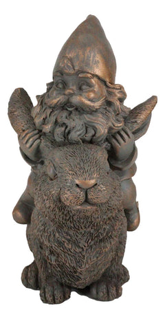 Whimsical Adventure Mr Gnome Dwarf Riding Rabbit Hare Figurine Fairy Garden-7