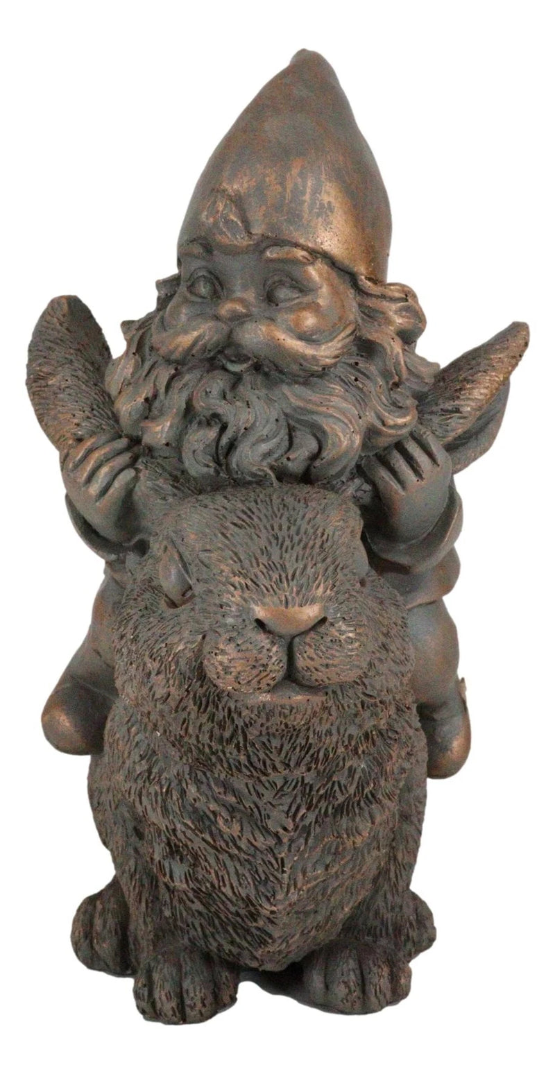 Whimsical Adventure Mr Gnome Dwarf Riding Rabbit Hare Figurine Fairy Garden-7