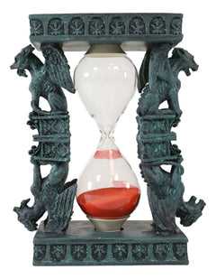 Gothic Winged Stoic Gargoyle Pillars Rooftop Invertible SandTimer Figurine-2