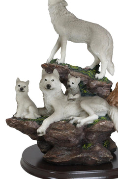 Moon Howling Timberwolves Wolf Pack Family Decorative Figurine 8.5"H-9