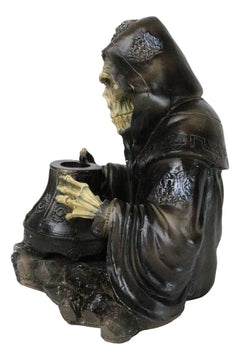 Grim Reaper Skeleton Wizard Chanting Spells Backflow Incense Cone Burner Statue-7