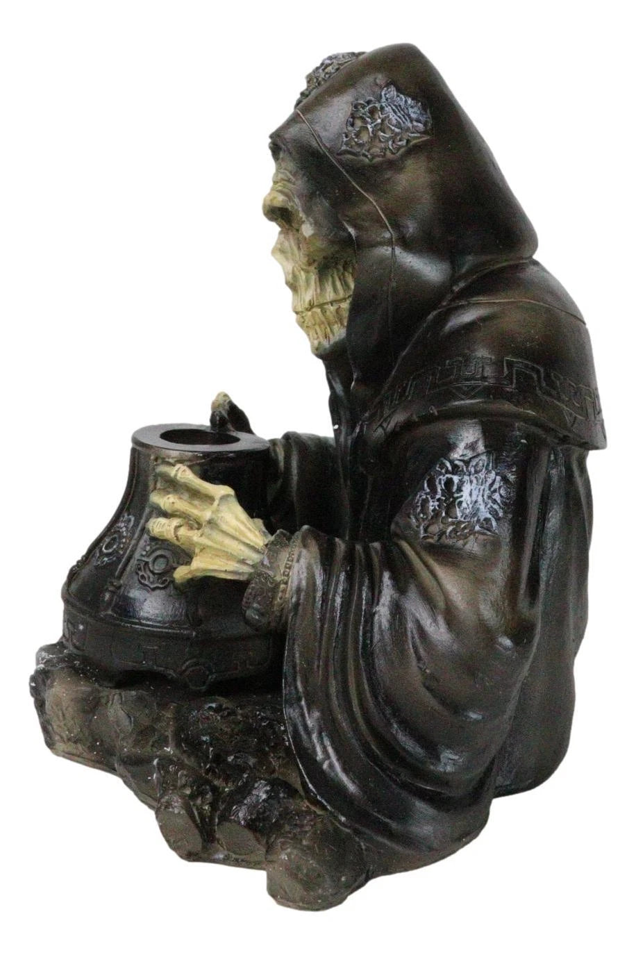 Grim Reaper Skeleton Wizard Chanting Spells Backflow Incense Cone Burner Statue-7