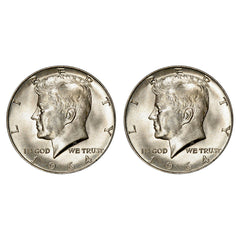 $1 Face 90% Silver 1964 JFK Half Dollars Brilliant Uncirculated BU Kennedy-2