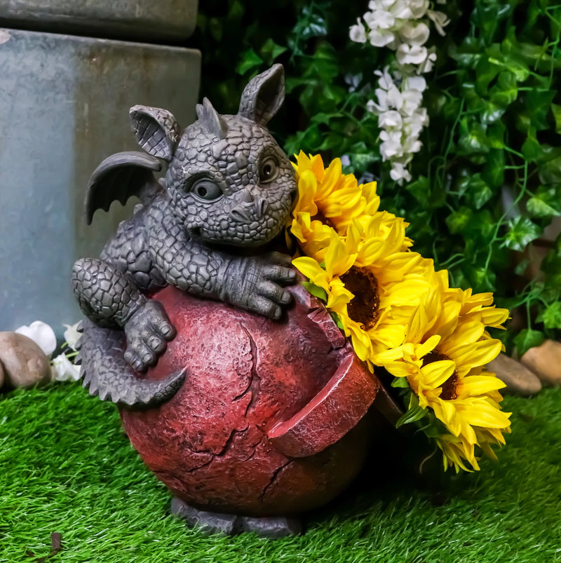 Playful Climbing Dragon Baby Planter Pot Home Patio Garden Decor Statue 12.5"H-2