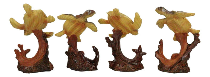 Marine Life Sea Turtles Swimming Under The Sea Reefs Collectible Figurines Set-6