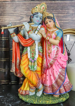 Vedic Radha And Krishna Statue Avatar Of Vishnu Shakti God's Divine Love 8"H-6