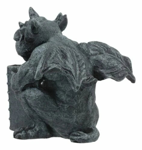 Gothic Guardian Of Bibliography Horned Gargoyle Statue 4.5"Tall Crazy Bookworm-4