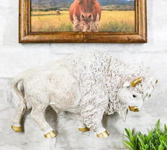 Native American Sacred White Bison Buffalo Decorative Wall Sculpture Relief-1
