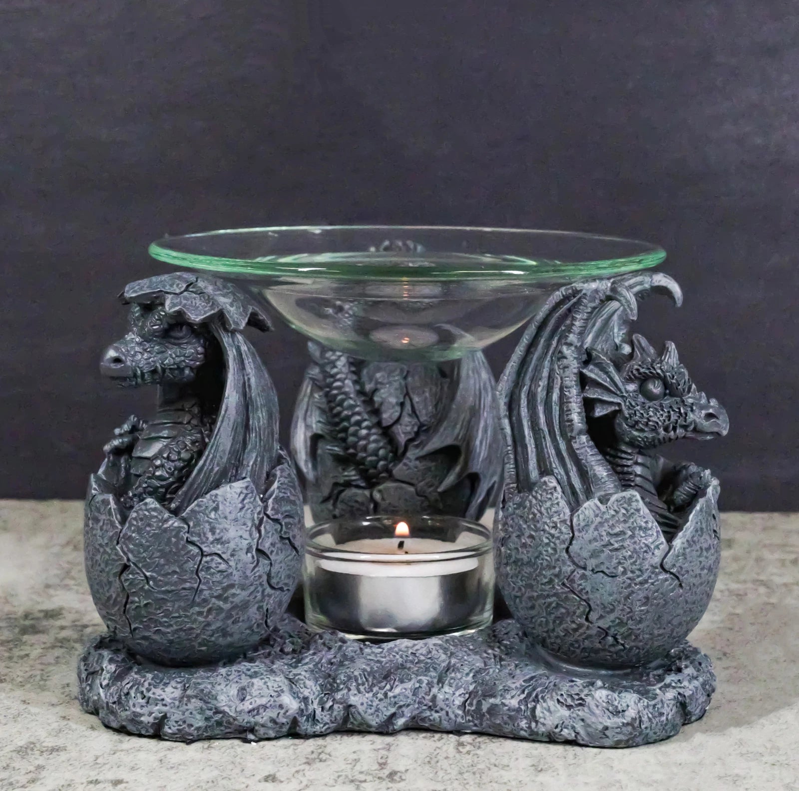 Fantasy Trio Gargoyle Dragons in Eggs Hatchling Candle Oil Burner Figurine-8