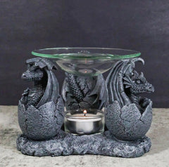 Fantasy Trio Gargoyle Dragons in Eggs Hatchling Candle Oil Burner Figurine-8