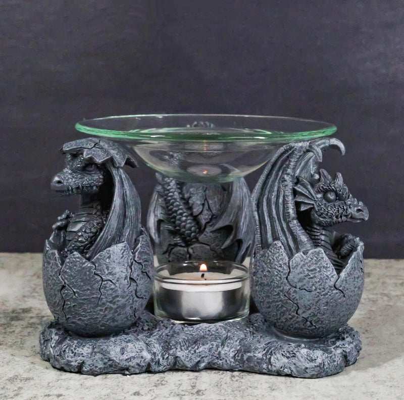Fantasy Trio Gargoyle Dragons in Eggs Hatchling Candle Oil Burner Figurine-8