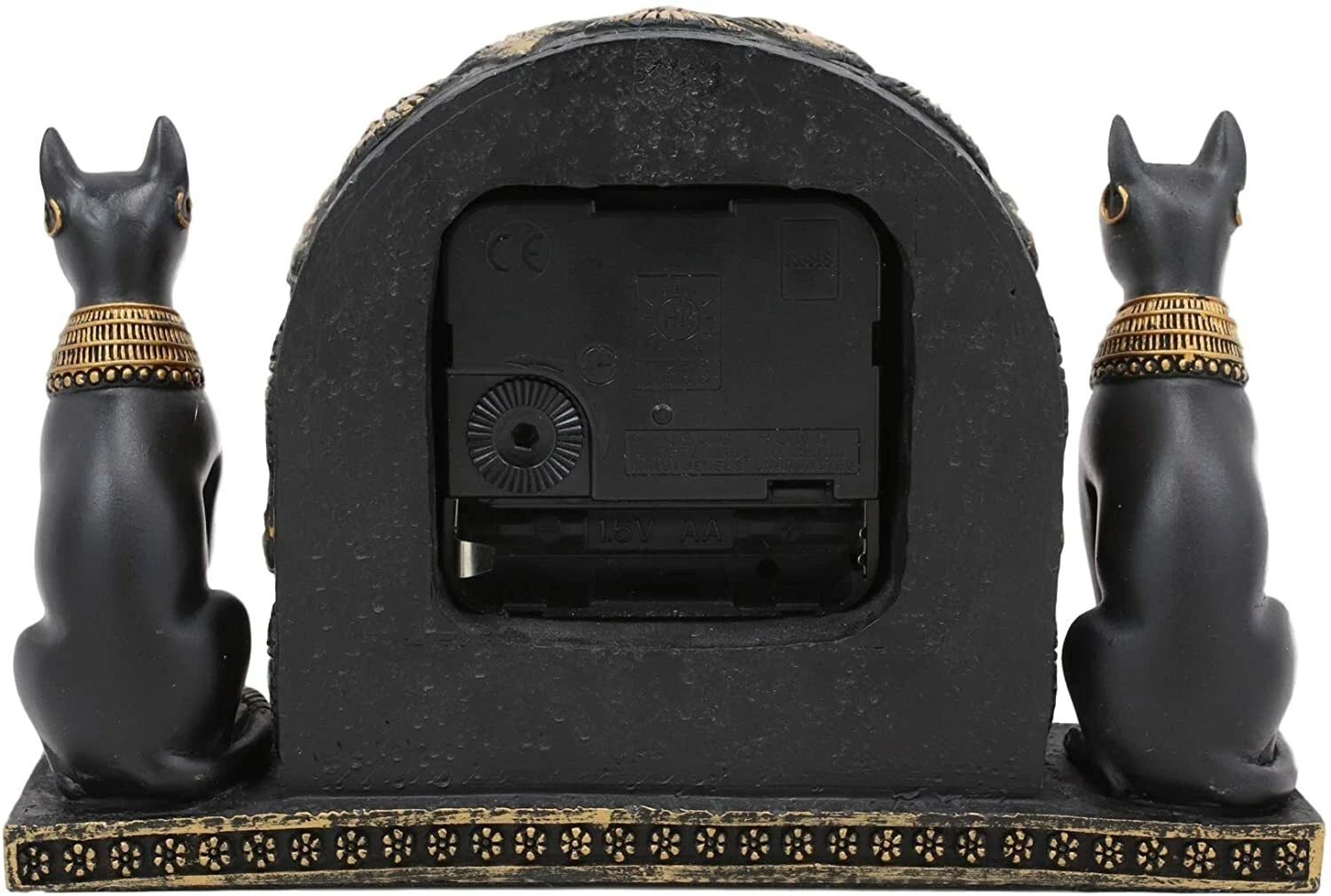 Estatua de reloj de mesa Bastet del antiguo Egipto, de 17 cm de largo y con números romanos.-5