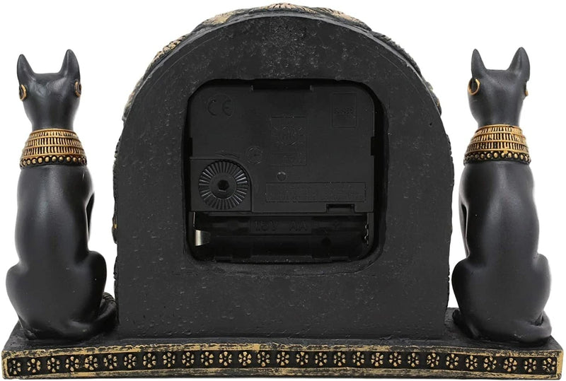 Estatua de reloj de mesa Bastet del antiguo Egipto, de 17 cm de largo y con números romanos.-5