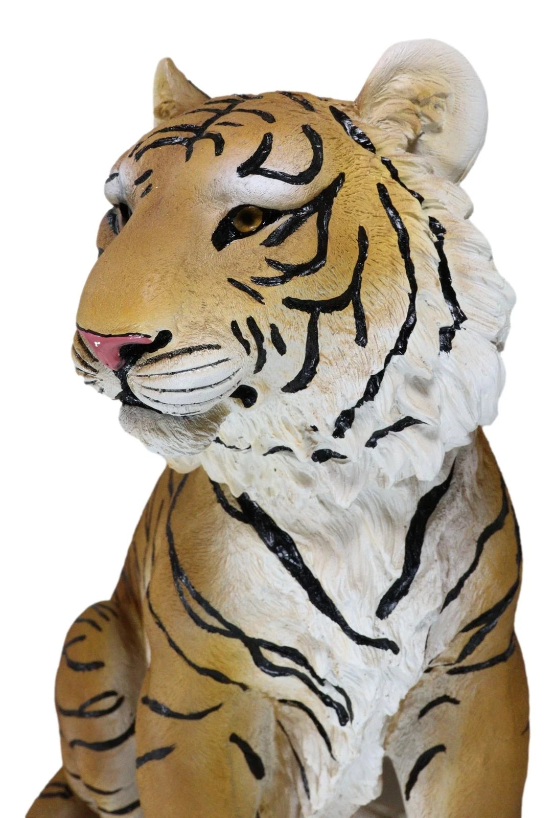 20"Tall Orange Bengal Tiger Raja Sitting On Guard Decorative Garden Statue-7