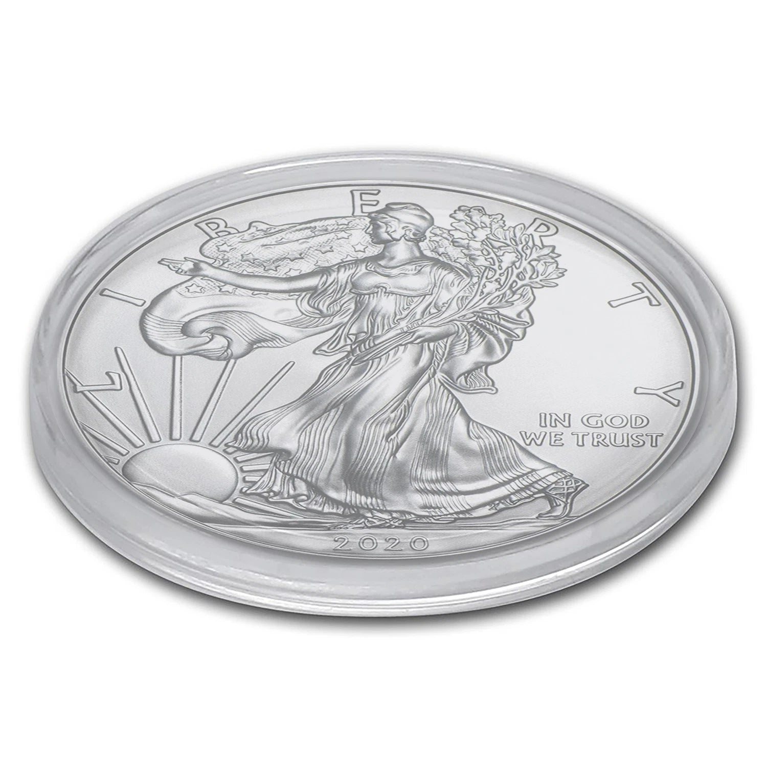 Moneda American Silver Eagle de $1 de 2020 con soporte AirTite, brillante, sin circular-4