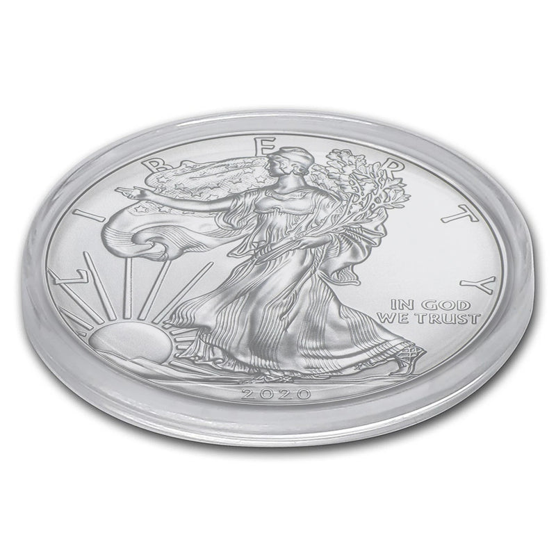 Moneda American Silver Eagle de $1 de 2020 con soporte AirTite, brillante, sin circular-4
