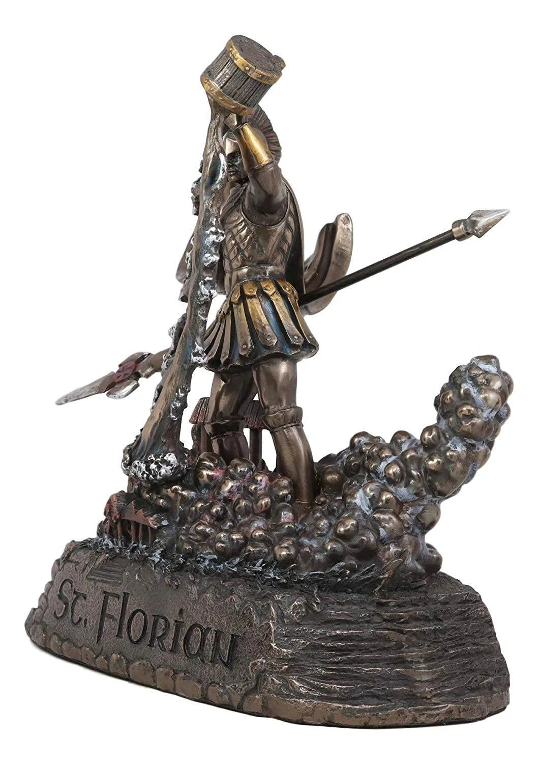 Large Saint Florian Pouring Water Over Burning Building Statue 10.25" Tall-11