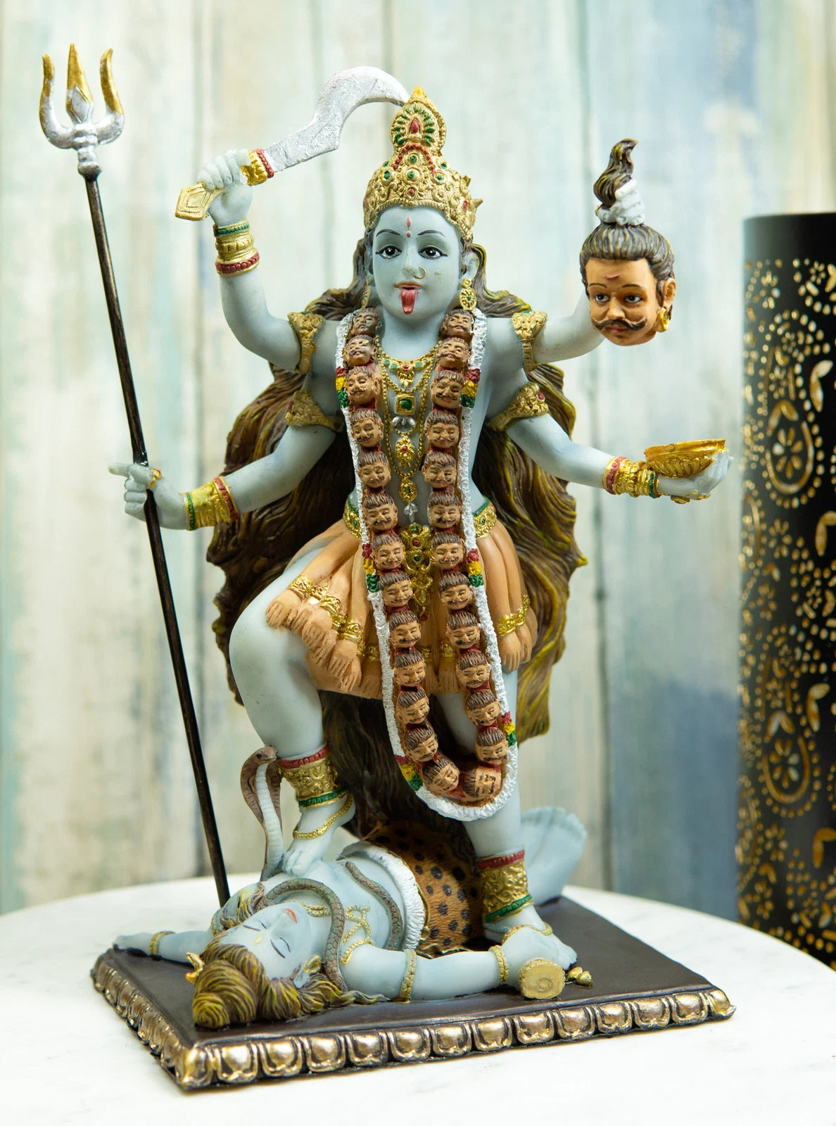 Gift Mahavidya Devi Kali Holding Severed Head Of The Ego Figurine 9"Tall