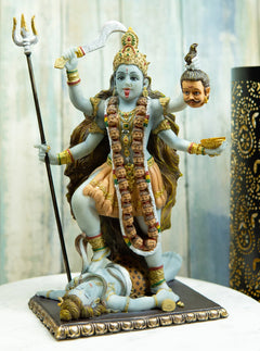 Gift Mahavidya Devi Kali Holding Severed Head Of The Ego Figurine 9"Tall-1