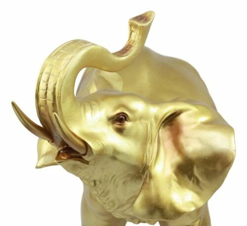 Estatua de elefante dorado Feng Shui de gran Buda tailandés auspicioso con la trompa hacia arriba-7