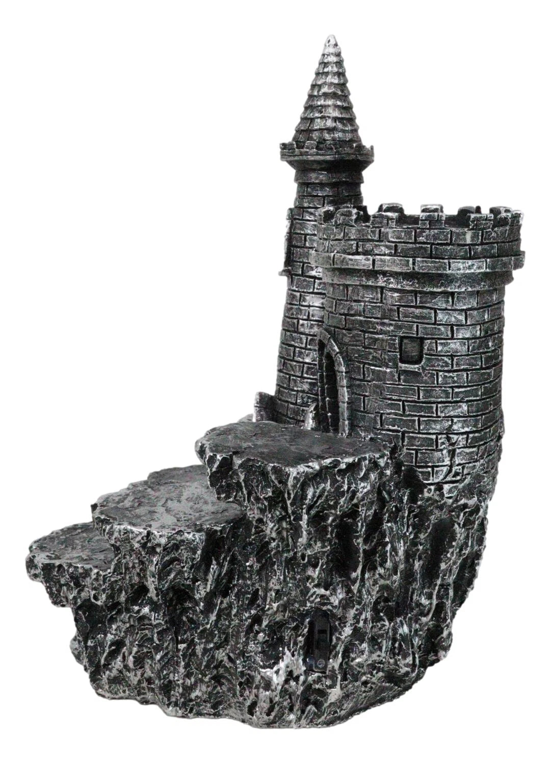 Expositor de castillo medieval de Stonewall con figura LED en las estepas rocosas-6