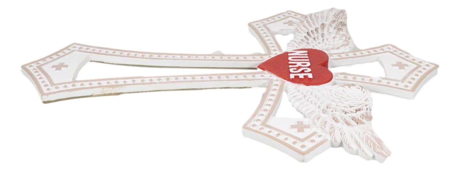 Western Physician Healer Red Heart With Angel Wings Nurse Wall Cross Decor-7